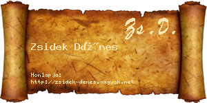 Zsidek Dénes névjegykártya